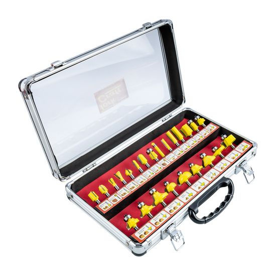 TORK CRAFT Router Bit Set 24pc Aluminium Case 1/4 Shank